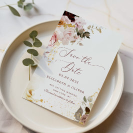 Burgundy guld fall elegant Spara datum Inbjudningar