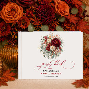 Burgundy guld floral höst boho grönska bröllop gästböcker