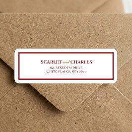 Burgundy & Guld Formell bröllopsreturadress Returadress Etikett