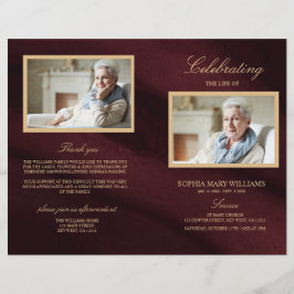 Burgundy & Guld Funeral Program | Serviceorder