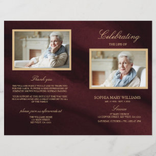 Burgundy & Guld Funeral Program   Serviceorder