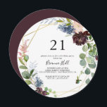 Burgundy Guld Geometric 21:a födelsedagen Party Inbjudningar<br><div class="desc">Den här burgundiska guld-tävlingen på 21-årsdagen är en perfekt för ett modernt födelsedagsfirande. Eleganten Boho-designen har vattenfärgsflottan,   rosa och vin-skuggade blommor med konstnärliga,  genomträngande detaljer.</div>