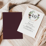 Burgundy Guld Geometric 40:e födelsedagen Party Inbjudningar<br><div class="desc">Den här burgunska inbjudan till 40-årsfesten i guld är perfekt för en modern födelsedagsfest. Eleganten Boho-designen har vattenfärgsflottan,   rosa och vin-skuggade blommor med konstnärliga,  genomträngande detaljer.</div>