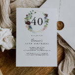 Burgundy Guld Geometric 40:e födelsedagen Party Inbjudningar<br><div class="desc">Den här burgunska inbjudan till 40-årsfesten i guld är perfekt för en modern födelsedagsfest. Eleganten Boho-designen har vattenfärgsflottan,   rosa och vin-skuggade blommor med konstnärliga,  genomträngande detaljer.</div>