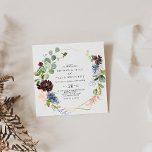 Burgundy Guld Geometric Avslappnad Bröllop