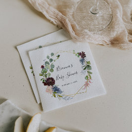 Burgundy Guld Geometric Baby Shower Pappersservett