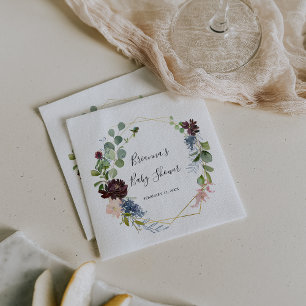 Burgundy Guld Geometric Baby Shower Pappersservett