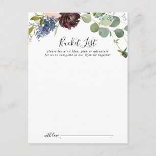 Burgundy Guld Geometric Bröllop Bucket List Card Vykort