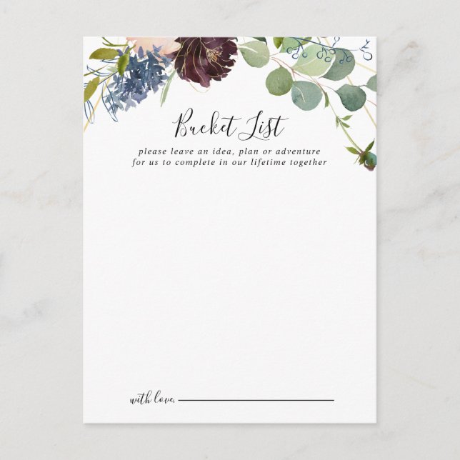 Burgundy Guld Geometric Bröllop Bucket List Card Vykort (Framsida)