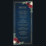burgundy Guld Geometric Bröllop Meny<br><div class="desc">Mörk navy blue burgundy blommigt geometric bröllop-meny med elegant bouquet of navy blue, royal blue, white , , burgundy, marsala ro och sage grönt eucalyptus lövs och elegant guld glitter neutralt ram . Kontakta mig om du behöver hjälp med anpassning eller om du behöver någon annan produkt med den här...</div>