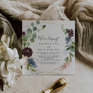 Burgundy Guld Geometric Elopement Recept Inbjudningar