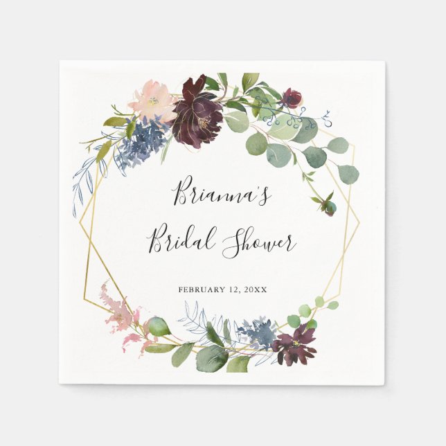 Burgundy Guld Geometric Möhippa Pappersservett (Framsidan)