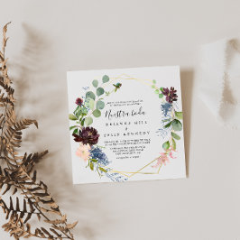 Burgundy Guld Geometric Nuestra Boda Bröllop Inbjudningar