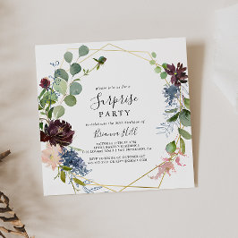 Burgundy Guld Geometric Surprise Party Inbjudningar