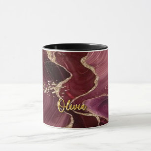 Burgundy Guld Glitter 01 Golden 3D Text Anpassning Mugg