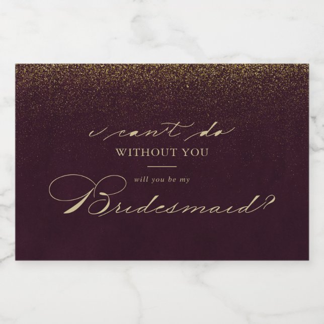Burgundy Guld Glitter Bridesmaid Frieri (Enkel etikett)