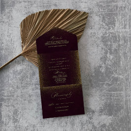 Burgundy Guld Glitter Calligraphy Bröllop