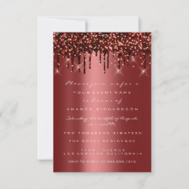 Burgundy Guld Glitter Drips Bröllop Sweet 16 Inbjudningar