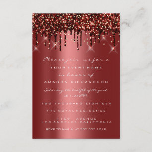 Burgundy Guld Glitter Droppar Bröllop Sweet 16 Inbjudningar
