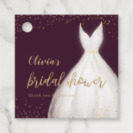 Burgundy Guld Glitter Elegant Dress Möhippa Gåvor Etiketter