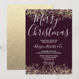 Burgundy & Guld Glitter God jul Party Inbjudningar