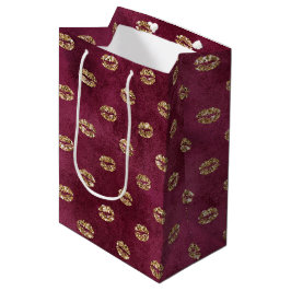 Burgundy Guld Glitter Kisses Läppar