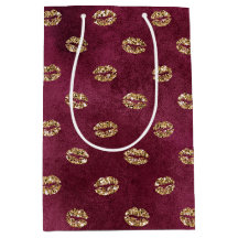 Burgundy Guld Glitter Kisses Läppar