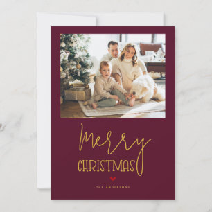 Burgundy Guld God jul år i granskningsfotot Julkort