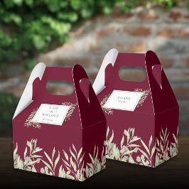 Burgundy Guld Greenery Foliage Bröllop Presentaskar
