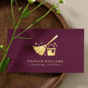 Burgundy & Guld House Städning Services Visitkort