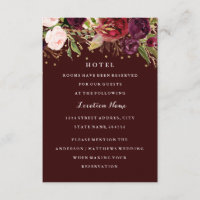 Burgundy Guld Konfetti Blommig Höst Bröllop Hotell