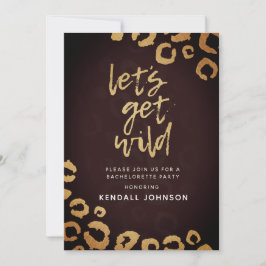 Burgundy & Guld Leopard Bachelorette Party Inbjuda Inbjudningar