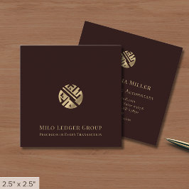 Burgundy Guld Logotyp Fyrkantigt Visitkort