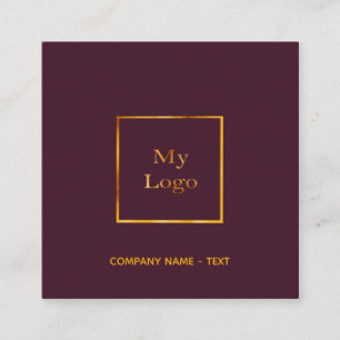 Burgundy guld logotyp QR-kodelegant Fyrkantigt Visitkort