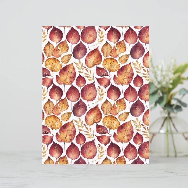 Burgundy & Guld Löv Mönster (Stående Fram)