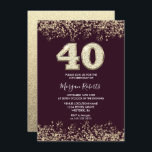 Burgundy & Guld Manar Womans 40:e födelsedag Party Inbjudningar<br><div class="desc">Burgundy & Guld Manar är 40:e födelsedagspartiets inbjudan till Faux Guld Glitter-konfetti. Matchande samling i Niche- och Nest-butiken. Design Courtesy of Studio Danmark</div>