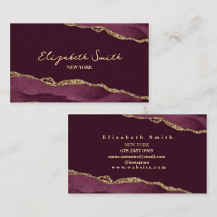 Burgundy & guld Marble Visitkort