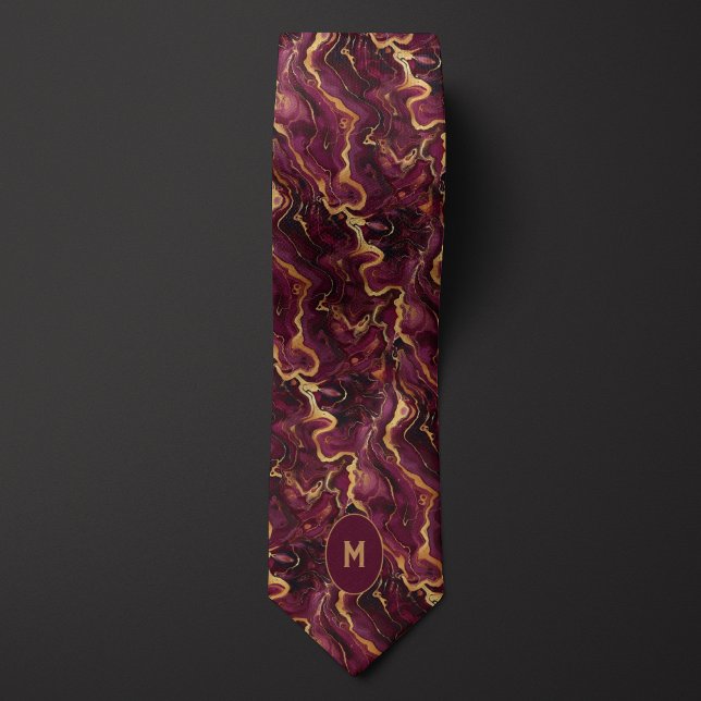 Burgundy & Guld Marcular Monogram Slips (Skapare uppladdad)