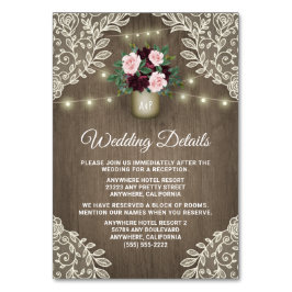 Burgundy  Guld Mason Burk Bröllop för in kort