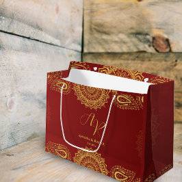 Burgundy & Guld med Mandala Design Indian Bröllop