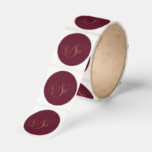 Burgundy Guld Monogram Bröllop