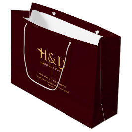 Burgundy & Guld Monogram Bröllops Välkomstpresent