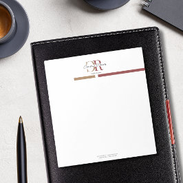 Burgundy Guld Monogram Simple Modern Anteckningsblock