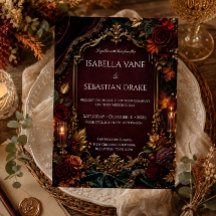 Burgundy & Guld Mörk Romantik Bröllop