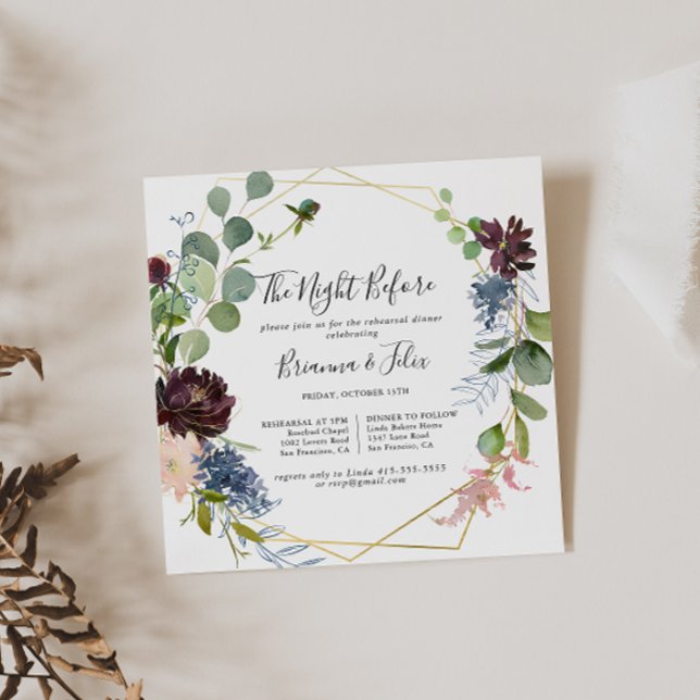 Burgundy Guld Natt före repetitionsmiddag Inbjudningar (Skapare uppladdad)