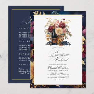 Burgundy, Guld och Vin Bachelorette Helg Inbjudningar