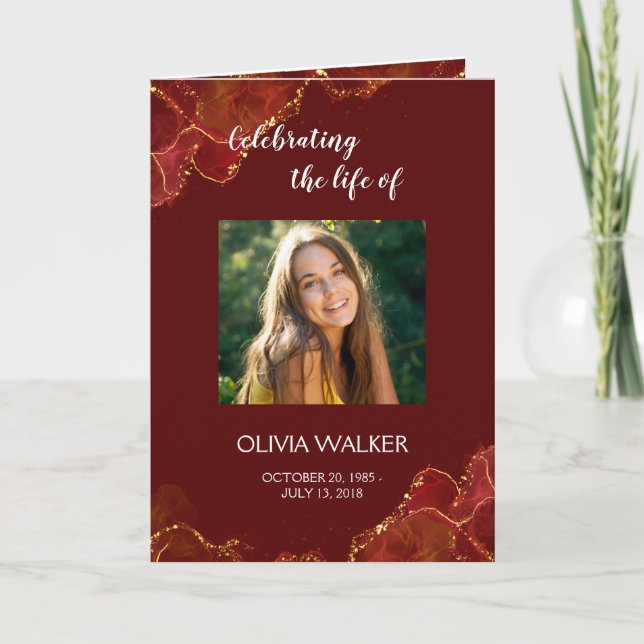 Burgundy & Guld-ordning för tjänstmappar-program Program (Framsida)