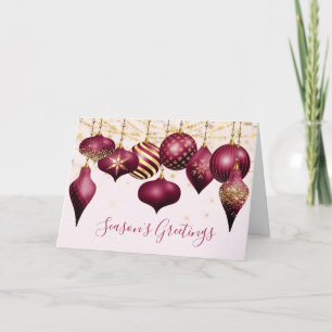 Burgundy Guld Ornament Business Helgdag Card Helgkort