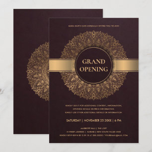 BURGUNDY GULD ORNATE CLASSIC MANDALA GRAND OPENING INBJUDNINGAR