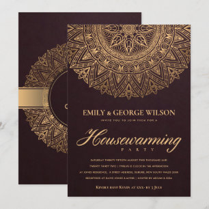 BURGUNDY GULD ORNATE MANDALA HOUSEWARMING PARTY INBJUDNINGAR